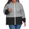 imageAmerican Trends Women Plus Size Light RainCoat Jackets Packable Hooded Waterproof Windbreaker for WomenZ GreyBlack
