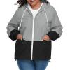 imageAmerican Trends Women Plus Size Light RainCoat Jackets Packable Hooded Waterproof Windbreaker for WomenZ GreyBlack