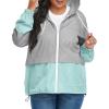 imageAmerican Trends Women Plus Size Light RainCoat Jackets Packable Hooded Waterproof Windbreaker for WomenZ GreyLight Blue