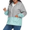 imageAmerican Trends Women Plus Size Light RainCoat Jackets Packable Hooded Waterproof Windbreaker for WomenZ GreyLight Blue