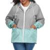 imageAmerican Trends Women Plus Size Light RainCoat Jackets Packable Hooded Waterproof Windbreaker for WomenZ GreyLight Blue