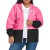 imageAmerican Trends Women Plus Size Light RainCoat Jackets Packable Hooded Waterproof Windbreaker for WomenZ Hot PinkBlack