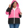 imageAmerican Trends Women Plus Size Light RainCoat Jackets Packable Hooded Waterproof Windbreaker for WomenZ Hot PinkBlack