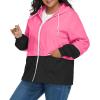 imageAmerican Trends Women Plus Size Light RainCoat Jackets Packable Hooded Waterproof Windbreaker for WomenZ Hot PinkBlack