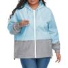 imageAmerican Trends Women Plus Size Light RainCoat Jackets Packable Hooded Waterproof Windbreaker for WomenZ Light Blue Grey