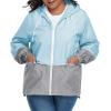 imageAmerican Trends Women Plus Size Light RainCoat Jackets Packable Hooded Waterproof Windbreaker for WomenZ Light Blue Grey