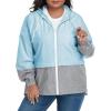 imageAmerican Trends Women Plus Size Light RainCoat Jackets Packable Hooded Waterproof Windbreaker for WomenZ Light Blue Grey