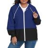 imageAmerican Trends Women Plus Size Light RainCoat Jackets Packable Hooded Waterproof Windbreaker for WomenZ Navy Black