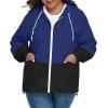 imageAmerican Trends Women Plus Size Light RainCoat Jackets Packable Hooded Waterproof Windbreaker for WomenZ Navy Black