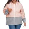 imageAmerican Trends Women Plus Size Light RainCoat Jackets Packable Hooded Waterproof Windbreaker for WomenZ PinkGrey