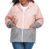 imageAmerican Trends Women Plus Size Light RainCoat Jackets Packable Hooded Waterproof Windbreaker for WomenZ PinkGrey