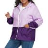 imageAmerican Trends Women Plus Size Light RainCoat Jackets Packable Hooded Waterproof Windbreaker for WomenZ Purple
