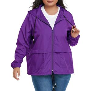 imageAmerican Trends Women Plus Size Light RainCoat Jackets Packable Hooded Waterproof Windbreaker for WomenDark Purple