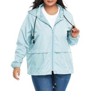 imageAmerican Trends Women Plus Size Light RainCoat Jackets Packable Hooded Waterproof Windbreaker for WomenMint Green