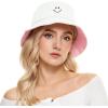 imageUnisex Bucket Hats Beach Summer Sun Hat with UV Protection for Women Men SmileyWorldPinkwhite