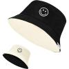 imageUnisex Bucket Hats Beach Summer Sun Hat with UV Protection for Women Men SmileyWorldBeigeblack