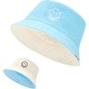 imageUnisex Bucket Hats Beach Summer Sun Hat with UV Protection for Women Men SmileyWorldBluebeige