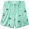imageWomens Pajamas Shorts Set Casual Sleep Shorts Summer Lounge Pants Soft Pj Pants with Pockets Cute Printed PJ BottomsGreen Star