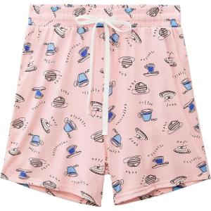 imageWomens Pajamas Shorts Set Casual Sleep Shorts Summer Lounge Pants Soft Pj Pants with Pockets Cute Printed PJ BottomsGray Powder Blue Cup