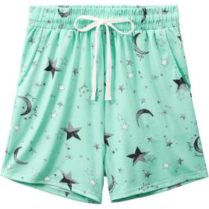 imageWomens Pajamas Shorts Set Casual Sleep Shorts Summer Lounge Pants Soft Pj Pants with Pockets Cute Printed PJ BottomsGreen Star