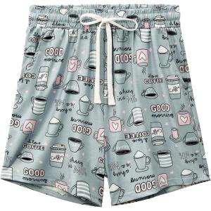 imageWomens Pajamas Shorts Set Casual Sleep Shorts Summer Lounge Pants Soft Pj Pants with Pockets Cute Printed PJ BottomsGrey Cup