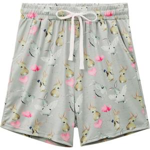 imageWomens Pajamas Shorts Set Casual Sleep Shorts Summer Lounge Pants Soft Pj Pants with Pockets Cute Printed PJ BottomsRabbit Love Grey