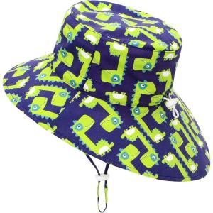 imageAmerican Trends Kids Sun Hat Toddler Wide Brim ampamp Adjustable UPF 50 Sun Protection Hat for Boys Girls 6 Months8 YearsGreen Dinosaur