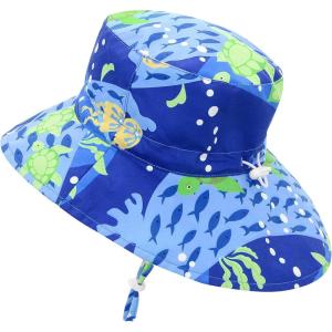 imageAmerican Trends Kids Sun Hat Toddler Wide Brim ampamp Adjustable UPF 50 Sun Protection Hat for Boys Girls 6 Months8 YearsOcean a