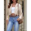 imageAmerican Trends Womens Casual Faux Leather Jacket Fringe Tops Tassel Suede Cropped Coats Motorcycle JacketBeige