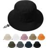 imageWomens Bucket Hat  Sun Protection Hat Packable Travel Beach Hats with Adjustable Drawstring for Hiking ampamp FishingA Black