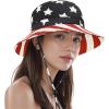 imageWomens Bucket Hat  Sun Protection Hat Packable Travel Beach Hats with Adjustable Drawstring for Hiking ampamp FishingAmerican Flag