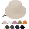 imageWomens Bucket Hat  Sun Protection Hat Packable Travel Beach Hats with Adjustable Drawstring for Hiking ampamp FishingLight Khaki