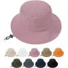 imageWomens Bucket Hat  Sun Protection Hat Packable Travel Beach Hats with Adjustable Drawstring for Hiking ampamp FishingPink