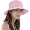 imageWomens Bucket Hat  Sun Protection Hat Packable Travel Beach Hats with Adjustable Drawstring for Hiking ampamp FishingPink