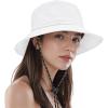 imageWomens Bucket Hat  Sun Protection Hat Packable Travel Beach Hats with Adjustable Drawstring for Hiking ampamp FishingWhite