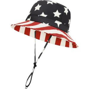 imageWomens Bucket Hat  Sun Protection Hat Packable Travel Beach Hats with Adjustable Drawstring for Hiking ampamp FishingAmerican Flag