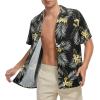 imageAmerican Trends Hawaiian Shirt for Men Short Sleeve Tropical Beach Shirts Mens Casual Button Down Summer Vacation Wear1 Black Palm Leaf