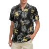 imageAmerican Trends Hawaiian Shirt for Men Short Sleeve Tropical Beach Shirts Mens Casual Button Down Summer Vacation Wear1 Black Palm Leaf