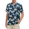 imageAmerican Trends Hawaiian Shirt for Men Short Sleeve Tropical Beach Shirts Mens Casual Button Down Summer Vacation Wear1 Navy Blue With White Lily