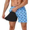 imageAmerican Trends Mens Swim Trunks with Compression Liner 5 inch Bathing Suits Swimming Swimwear Quick Dry Borad Shorts M2XLBlue Shark