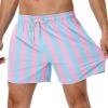 imageAmerican Trends Mens Swim Trunks with Compression Liner 5 inch Bathing Suits Swimming Swimwear Quick Dry Borad Shorts M2XLPink Blue Stripes