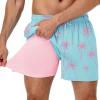 imageAmerican Trends Mens Swim Trunks with Compression Liner 5 inch Bathing Suits Swimming Swimwear Quick Dry Borad Shorts M2XLPink Coconut Tree