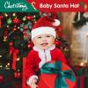imagePlush Santa Hat for Kids Unisex Red Velvet for Xmas New Year Christmas Hat for Baby Child InfantRed