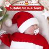imagePlush Santa Hat for Kids Unisex Red Velvet for Xmas New Year Christmas Hat for Baby Child InfantRed