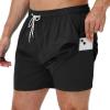 imageAmerican Trends Mens Swim Trunks with Compression Liner 5 inch Bathing Suits Swimming Swimwear Quick Dry Borad Shorts M2XLBlack