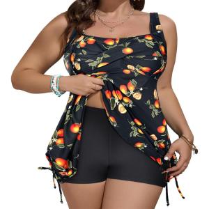 imageAmerican Trends Plus Size Tankini Swimsuits for Women Two Piece Tankini Bathing Suits 2025Black Orange