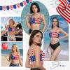 imageSports Swim Bra Bikini Tops for Women Classic Bathing Suits Top with Padded Crop SwimsuitAmerican Flag