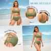 imageAmerican Trends Bikini Sets for Women 2 Piece Swimsuit V Neck Swimwear Two Piece Bathing Suit Swim SuitRose Red