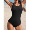 imageAmerican Trends One Piece Swimsuit Women Modest Bathing Suit Long Torso Full Coverage Swimwear Teen Girls Criss Cross BackBlack
