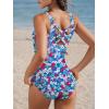 imageAmerican Trends One Piece Swimsuit Women Modest Bathing Suit Long Torso Full Coverage Swimwear Teen Girls Criss Cross BackBlue Floral